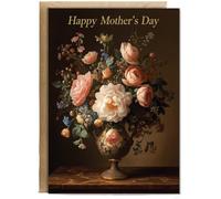 Hippowarehouse Mothers day renaissance flowers Personalised Card A5 with envelope for him for her Funny Cards for Men and Women Blank inside option