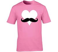 Hippowarehouse Moustache Heart Unisex Short Sleeve t-Shirt (Specific Size Guide in Description) Pink