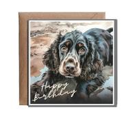 Hippowarehouse muddy Black Cocker Spaniel Happy Birthday Personalised Card. 15cm x 15cm with envelope for him for her Funny Cards for Men and Women Blank inside option
