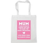 Hippowarehouse Mum i can always count on you to make the right decisions Tote Shopping Gym Beach Bag 42cm x38cm, 10 litres