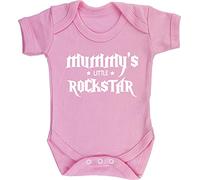 Hippowarehouse Mummy's Little Rockstar Baby Vest Bodysuit (Short Sleeve) Boys Girls Light Pink
