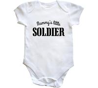 Hippowarehouse Mummy's Little Soldier Baby Vest Bodysuit (Short Sleeve) Boys Girls White