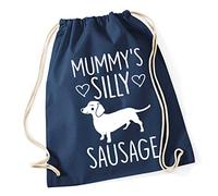 Hippowarehouse Mummy's silly sausage - Dog Dachshund Drawstring Cotton School Gym Bag 37cm x 46cm, 12 litres