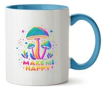 Hippowarehouse Mushrooms Make Me Happy Gift for Him Her Daughter Son Dad Mum Printed Mug Various Colour Options Ceramic Cup Kitchenware 11oz