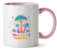 Hippowarehouse Mushrooms Make Me Happy Gift for Him Her Daughter Son Dad Mum Printed Mug Various Colour Options Ceramic Cup Kitchenware 11oz