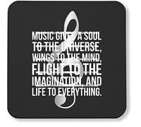 Hippowarehouse Music Gives A Soul To The Universe, Wings To The Mind, Flight To The Imagination, And Life To Everything printed coaster gloss finish durable backing 9cm x 9cm 2 pack