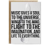 Hippowarehouse Music Gives A Soul To The Universe, Wings To The Mind, Flight To The Imagination, And Life To Everything Personalised Card A5 with envelope for him for her Funny Cards for Men and Women
