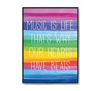 Hippowarehouse Music is life that's why our hearts have beats Printed Poster A3 Wall Art Design Classroom Room Gym Office Décor