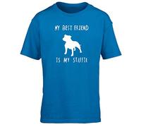 Hippowarehouse My Best Friend is My Staffie Dog Kids Children's Short Sleeve t-Shirt Sapphire Blue