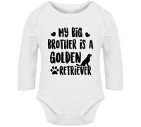Hippowarehouse My Big Brother is a Golden Retriever Baby Vest Bodysuit (Long Sleeve) Boys Girls