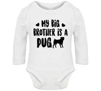 Hippowarehouse My big brother is a Pug baby vest bodysuit (long sleeve) boys girls