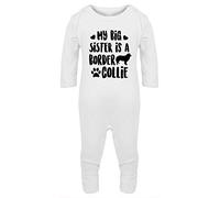 Hippowarehouse My Big Sister is a Border Collie Baby Romper All in one Piece Unisex White