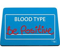 Hippowarehouse My Blood Type is be Positive printed mouse mat pad accessory black rubber base 240mm x 190mm x 60mm