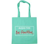 Hippowarehouse My Blood Type is be Positive Tote Shopping Gym Beach Bag 42cm x38cm, 10 litres