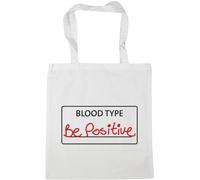 Hippowarehouse My Blood Type is be Positive Tote Shopping Gym Beach Bag 42cm x38cm, 10 litres