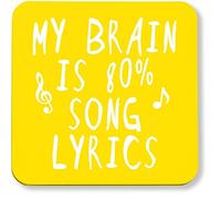 Hippowarehouse My Brain Is 80% Song Lyrics pack of 2 coasters gloss finish durable backing 9cm x 9cm