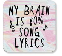 Hippowarehouse My Brain Is 80% Song Lyrics pack of 2 coasters gloss finish durable backing 9cm x 9cm