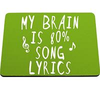 Hippowarehouse My Brain Is 80% Song Lyrics printed mouse mat pad accessory black rubber base 240mm x 190mm x 60mm