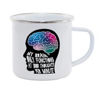 Hippowarehouse My Brain Only Functions at 1000 Thought Per Minute - ADHD Printed Mug Various Colour Options Ceramic Cup Kitchenware 11oz