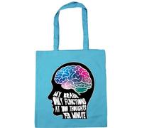 Hippowarehouse My Brain Only Functions at 1000 Thought Per Minute - ADHD Tote Shopping Gym Beach Bag 42cm x38cm, 10 litres