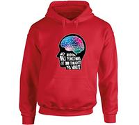 Hippowarehouse My Brain Only Functions at 1000 Thought Per Minute - ADHD Unisex Hoodie Hooded top (Specific Size Guide in Description) Red