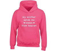 Hippowarehouse My Brother Sends me Kisses from Heaven Kids Children's Unisex Hoodie Hooded top Fuchsia Pink