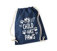 Hippowarehouse My Child Has Paws for Dog and Cat Pet Owner Drawstring Cotton School Gym Bag 37cm x 46cm, 12 litres