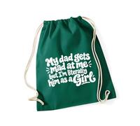 Hippowarehouse My dad gets mad at me but I'm literally him as a girl Drawstring Cotton School Gym Bag 37cm x 46cm, 12 litres