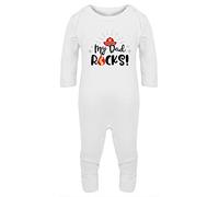 Hippowarehouse My Dad Rocks Firefighter Baby Romper All in one Piece Unisex White
