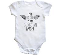 Hippowarehouse My Daddy is My Guardian Angel - Heaven Baby Vest Bodysuit (Short Sleeve) Boys Girls White