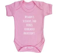 Hippowarehouse my daddy is so jealous, I had boobies for breakfast and he didn't baby vest bodysuit (short sleeve) boys girls