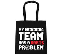 Hippowarehouse My drinking team has a darts problem Tote Shopping Gym Beach Bag 42cm x38cm, 10 litres