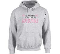Hippowarehouse My Favourite People Call Me Auntie Unisex Hoodie Hooded top (Specific Size Guide in Description) Grey