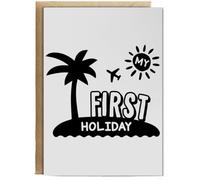 Hippowarehouse My First Holiday Birthday Card A5 Personalised with envelope for him for her Funny Cards for Men and Women Blank inside option