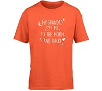 Hippowarehouse My Grandad Loves Me to The Moon and Back Kids Children's Short Sleeve t-Shirt Orange