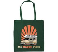 Hippowarehouse My Happy Place Campervan Tote Shopping Gym Beach Bag 42cm x38cm, 10 litres