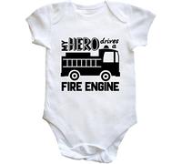 Hippowarehouse My Hero Drives a Fire Engine baby vest bodysuit (short sleeve) boys girls