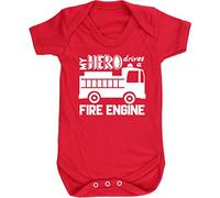 Hippowarehouse My Hero Drives a Fire Engine baby vest bodysuit (short sleeve) boys girls