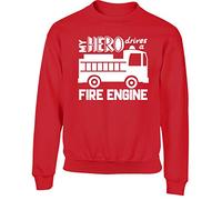 Hippowarehouse My Hero Drives a Fire Engine kids children's unisex jumper sweatshirt pullover Red