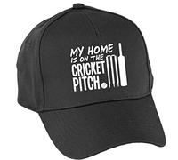 Hippowarehouse My Home is on The Cricket Pitch Baseball Cap hat Premium Printed 5 Panel OneSize Adults Black