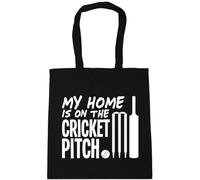Hippowarehouse My Home is on the Cricket Pitch Tote Shopping Gym Beach Bag 42cm x38cm, 10 litres