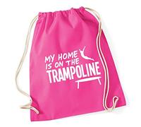 Hippowarehouse My Home is on the Trampoline Drawstring Cotton School Gym Kid Bag Sack 37cm x 46cm, 12 litres