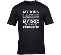Hippowarehouse My Kids Accuse me of Having a Favourite Child My Dog is My Favourite - Quote Unisex Short Sleeve t-Shirt (Specific Size Guide in Description) Black