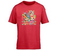 Hippowarehouse My Kittens are My Friends Gift for Him Her Daughter Son Dad Mum Kids Children's Short Sleeve t-Shirt Red