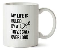 Hippowarehouse My Life is Ruled by A Tiny Scaly Overlord Gecko Printed Mug Various Colour Options Ceramic Cup Kitchenware 10oz
