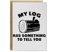 Hippowarehouse My Log Has Something To Tell You Personalised Card A6 with envelope for him for her Funny Cards for Men and Women Blank inside option