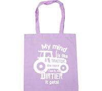 Hippowarehouse My Mind Is Like A Tractor, The More I Use It, The Dirtier It Gets! Tote Shopping Gym Beach Bag 42cm x38cm, 10 litres