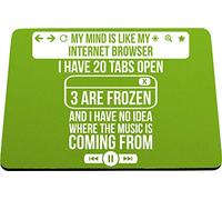 Hippowarehouse My mind is like my internet browser - Quote printed mouse mat pad accessory black rubber base 240mm x 190mm x 60mm