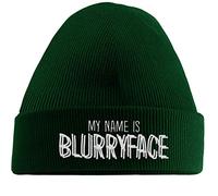 Hippowarehouse My Name is Blurryface Embroidered Beanie Hat Bottle Green