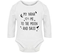 Hippowarehouse My Nana Loves Me to The Moon and Back Baby Vest Bodysuit (Long Sleeve) Boys Girls White